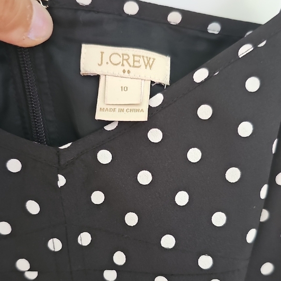 J. Crew Black and White Polka Dot Mini Dress Size 10 - Picture 2 of 9